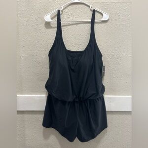 Ellen Tracy Black Romper Swimsuit NWT 12